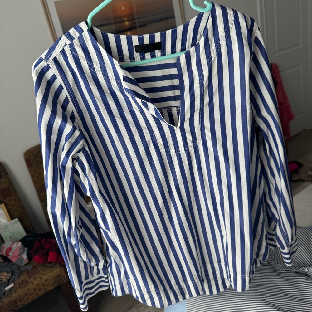 J. Crew Blue and White Striped Top